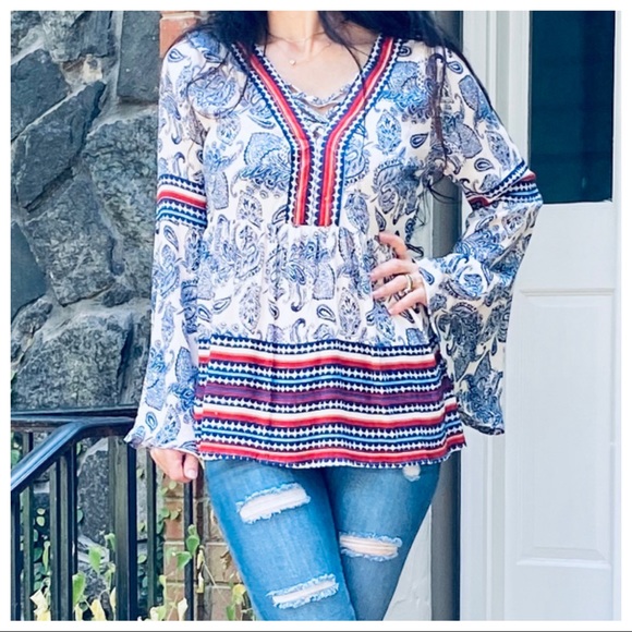GYPSY CHIC LONG SLEEVES PRINT TOP - Picture 2 of 13